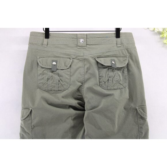 Kuhl Women's Spire Roll Up Pants Cargo Pockets Double Knee Olive Green Sz 12 - Picture 4 of 14